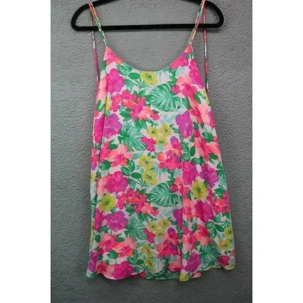 Nymphe Strappy Mini Dress-Bright Florals-Lined-Size Small